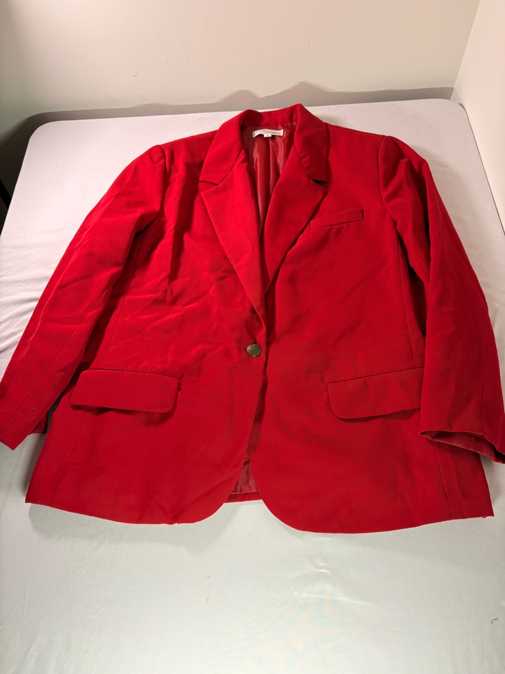 Women's Red Blazer Jacket - Classic Single-Button